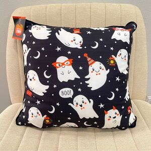 NEW Halloween Cute Ghost Decor Pillow Classic Black‎ White Orange